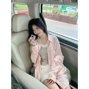 薄款防晒衬衫外套女款2026年新款春装宽松条纹衬衣长袖高级感上衣