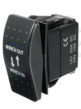 7 针 LED 12V-24V蓝色绞盘输入/输出  ON OFF ON 适用于汽车拖车