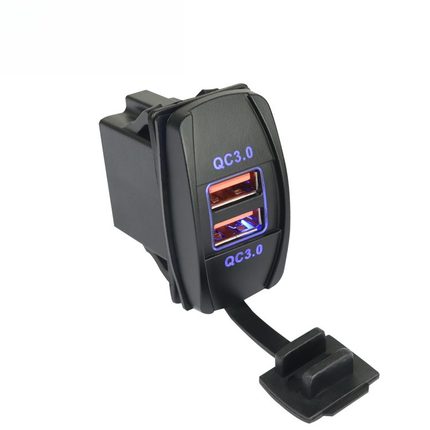 新款改装摩托车船舶船型双QC3.0 快充车载改装 USB船型车充点烟器