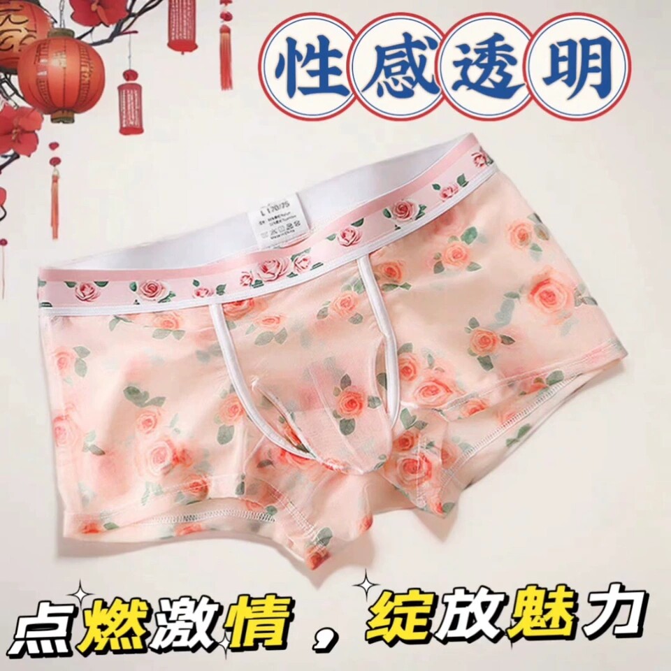 一室一厅男士内裤裸感风全透明蕾丝枪蛋分离内裤男性感舒适透气