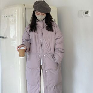ZIMMUR 白鸭绒羽绒服女中长款2025冬季加厚韩版宽松简约立领外套