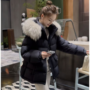 真貉子大毛领羽绒服女2025新款爆款韩版宽松显瘦90白鸭绒加厚外套