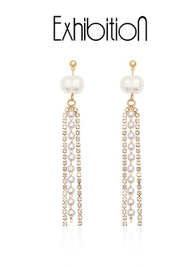 EXHIBITION流苏耳环长款气质2025年新款潮高级感大气耳夹无耳洞女