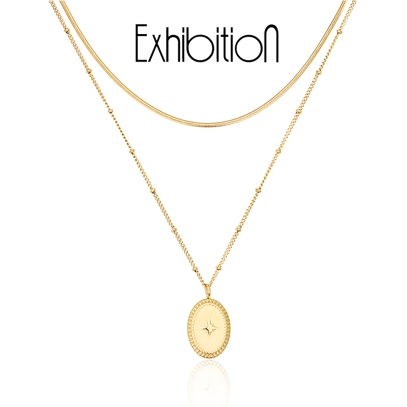 双层叠戴不褪色复古锁骨链