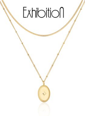 双层叠戴不褪色复古锁骨链