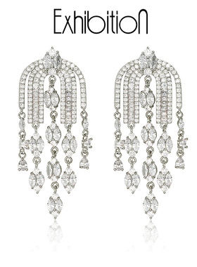 Exhibition/览物馆锆石流苏耳环欧美复古耳饰气质s925银针耳钉女