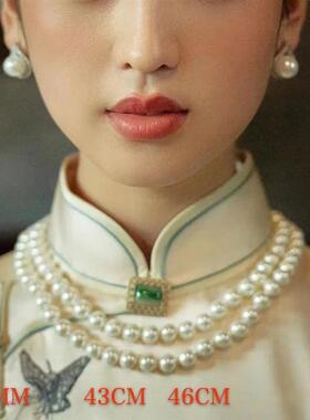 珍珠项链旗袍配饰双层优雅时尚女拍照饰品装饰网红婚庆礼服搭配