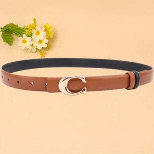 百搭两用裤 饰腰带细时尚 带潮 风衣装 双面皮带女真皮配裙子毛衣西裤