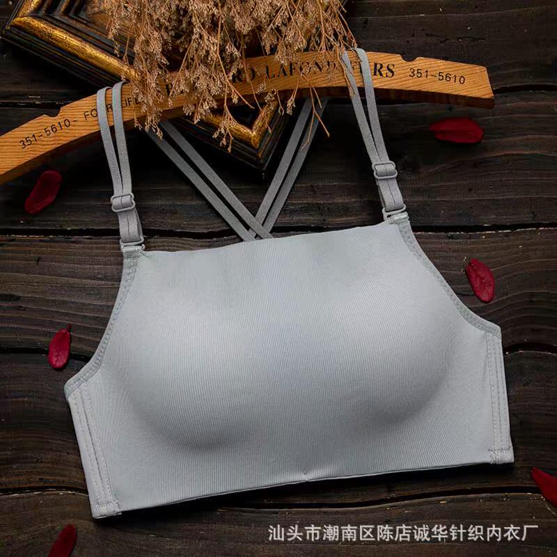 抹胸式美背文胸加厚6cm小胸聚拢无钢圈防走光胸罩肩带多种穿法内