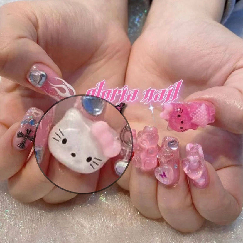 小红书推荐hello kitty美甲贴片凯蒂猫小饰品指甲装饰品美甲钻