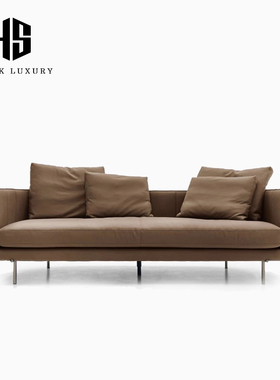 HEISHE TORII鸟居沙发意式极简头层真皮沙发家用小户型直排三人位