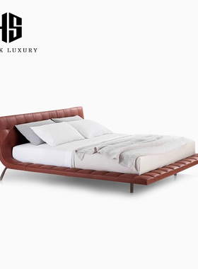 HEISHE Onda昂达床现代简约主卧大床悬浮头层牛皮真皮床高端大气