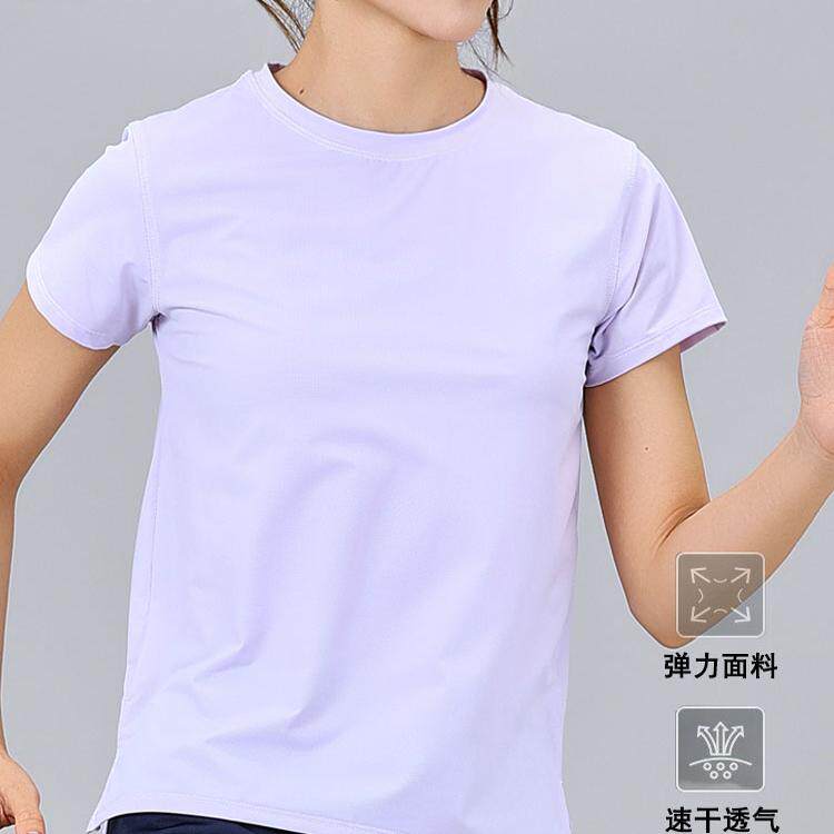 速干运动半袖T恤女圆领短袖夏季韩版跑步运动宽松上衣网球健身服