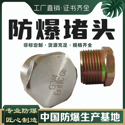 防爆堵头4分6分DN20碳钢镀锌304外六角密封实心外丝闷盖丝堵闷头