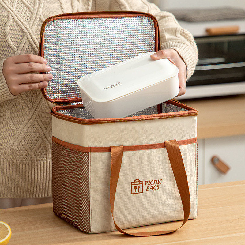 日本进口保温袋饭盒包大容量带饭手提袋子便携上班族加厚铝箔便当