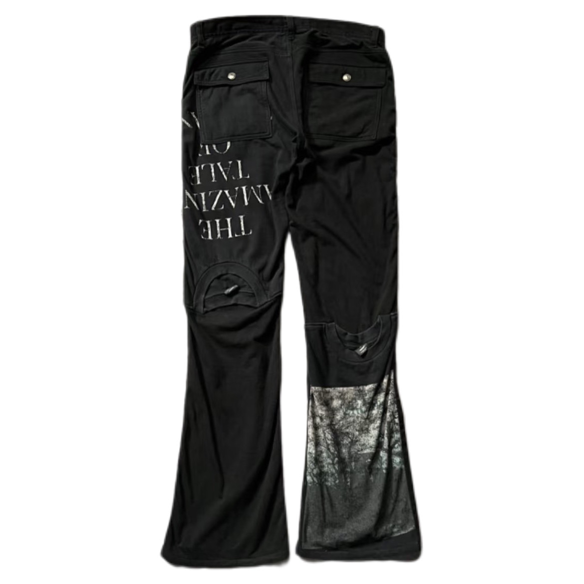 thumbnail for 『Spot』UNDERCOVER 06SS T period stitched print deconstructed knitted trousers flared pants