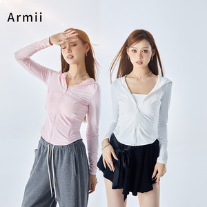 ARMII防紫外线UPF50+冰感透气轻薄连帽防晒衣女原纱防晒服修身夏