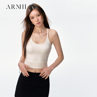 ARMII美式 吊带带胸垫背心女细肩带遮副乳内搭白色弹力上衣