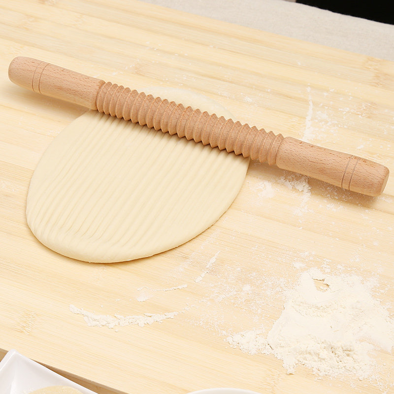 傲悦实木螺纹螺旋擀面杖整木花纹烘焙滚轴花杖烧饼糕点锯齿赶面棍