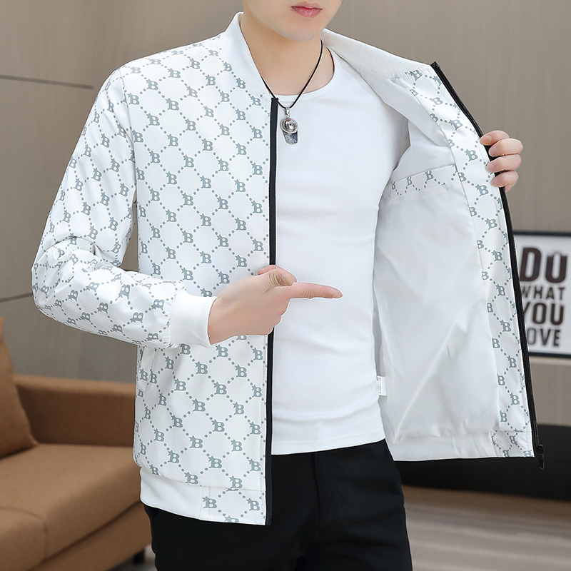 春秋季男士外套新款韩版休闲修身潮流帅气青年男装立领夹克衫上衣