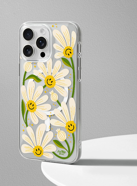 MOMO CASE原创可爱笑脸雏菊16promax磁吸手机壳16pro全包苹果15pro14plus13/12防摔小众保护壳软边防摔