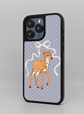 MOMO CASE原创设计可爱卡通小鹿波点插画手机壳16promax全包14plus13/12防摔小众保护壳软边防摔