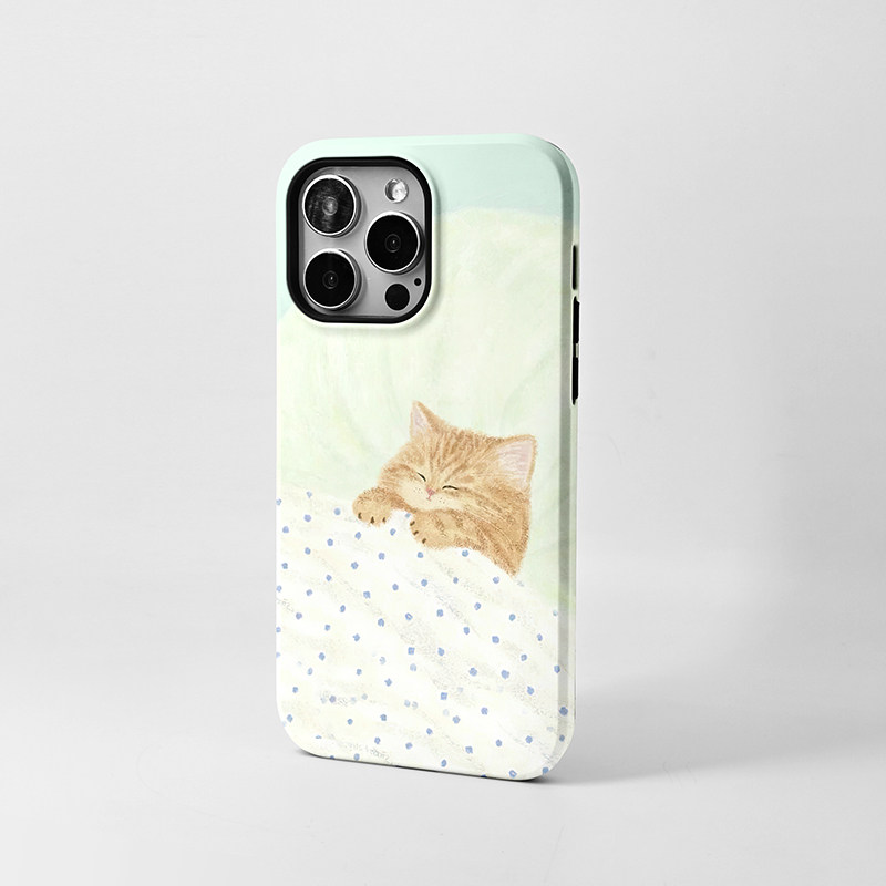 MOMO CASE原创设计17可爱猫咪睡觉手机壳16promax全包iphone15pro14plus防摔简约插画艺术 萌系治愈 定制型号