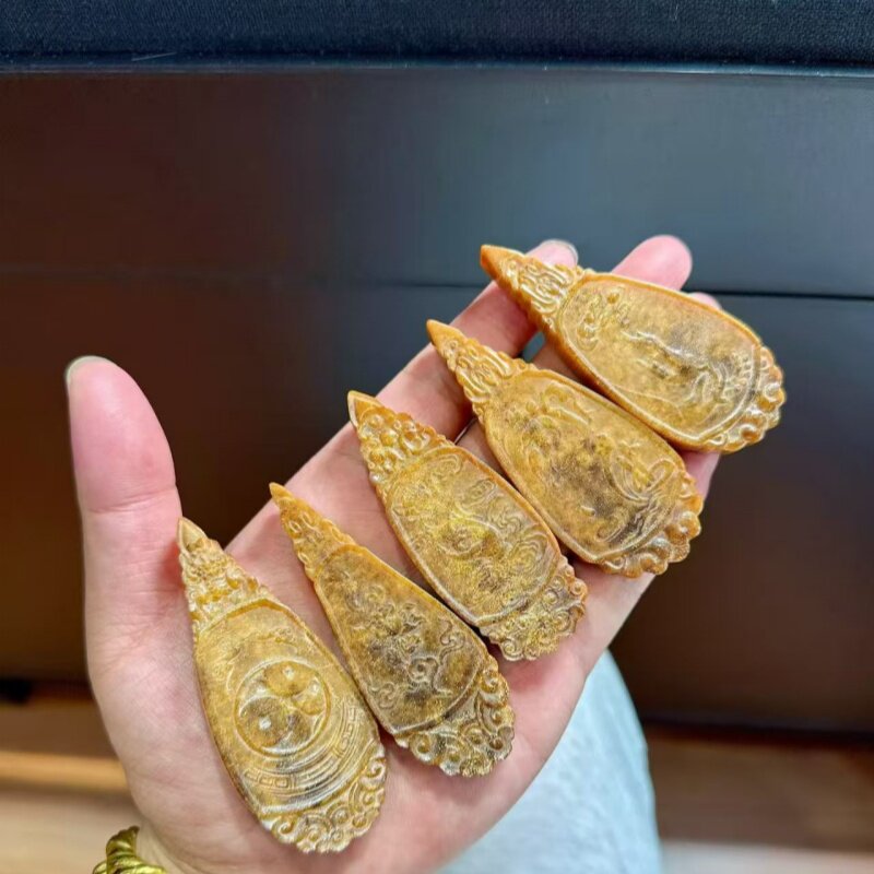 保真天然披毛犀角无事牌吊坠