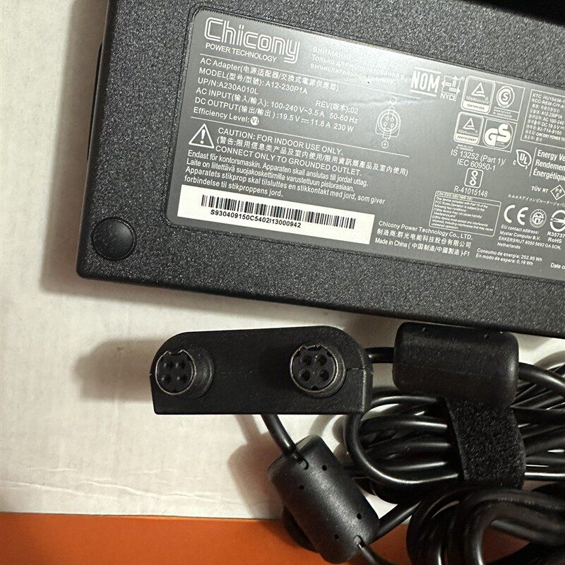 全新适用群光19.5V11.8A神舟群光A12-230P1A电源适配器线四孔4针