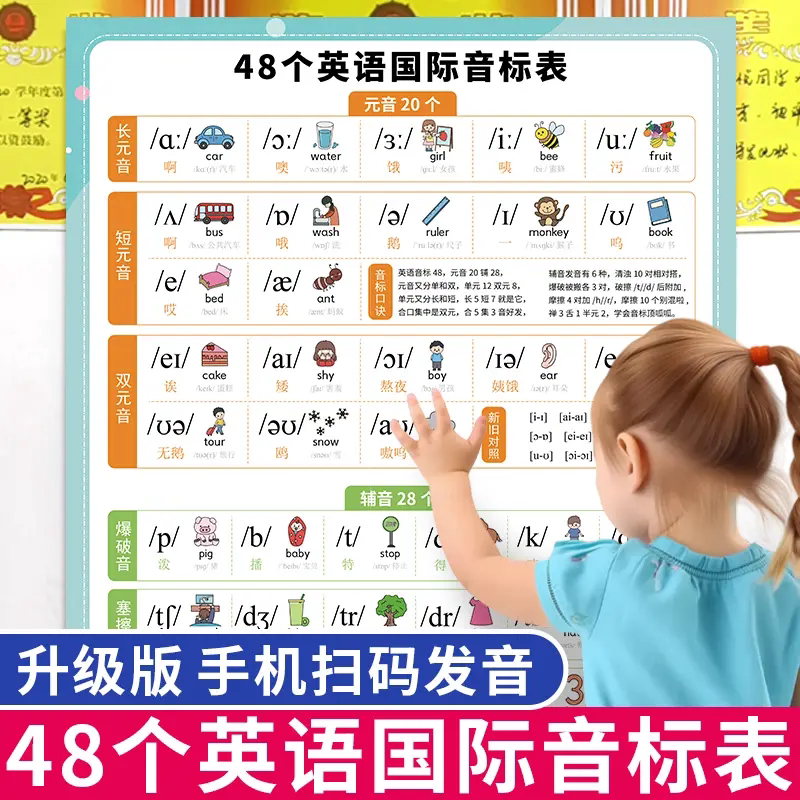 48个英语国际音标挂图启蒙教学