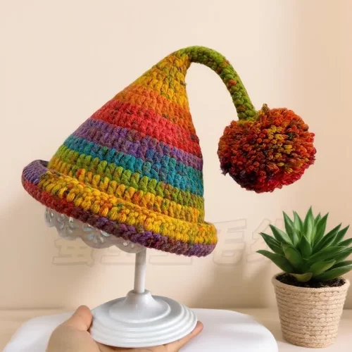 精灵帽雪妃尔8股手编钩织