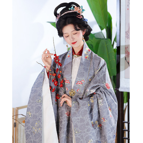 宴平汉服 明制织金仿妆花双层花鸟披风