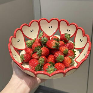 新年果盘2026新款苹果陶瓷果篮可沥水家用客厅高颜值零食摆放盘子