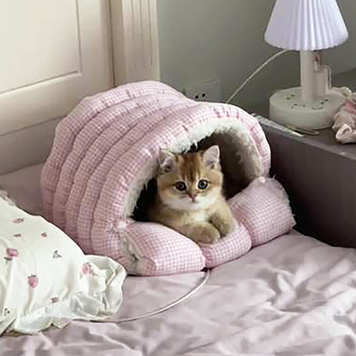 猫窝半封闭冬季加厚睡窝猫床保暖睡袋垫子安全感加绒加厚小型狗窝