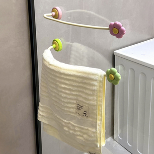 吸盘式毛巾架卫生间浴室家用毛巾架免打孔置物架一体门后可移动架