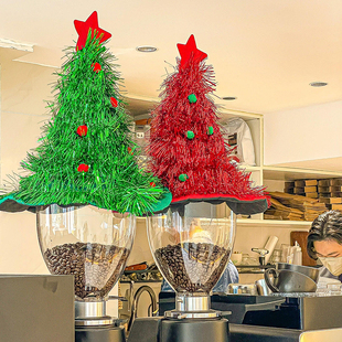 圣诞装饰帽子咖啡店磨豆机圣诞节头饰摆件挂饰店铺氛围感场景布置