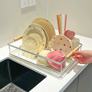 厨房碗碟置物架放碗筷子水杯沥水架家用水槽台餐铁艺陈列展示架