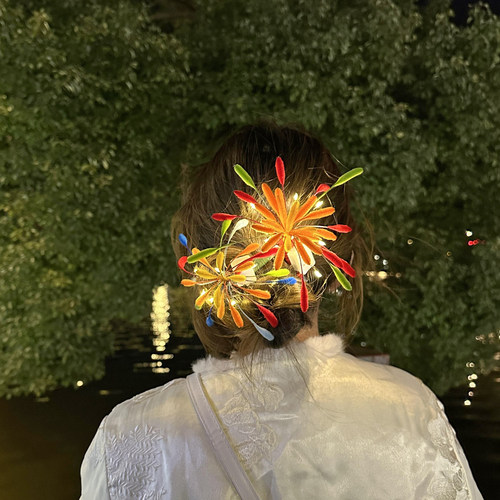 烟花发夹发光扭扭棒手工diy材料包创意2026年春节装饰发卡送礼物