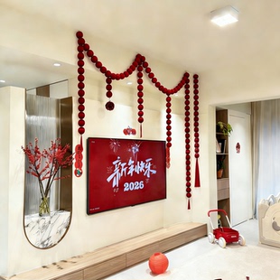 2026新年装饰长条灯笼布艺串球春节店铺门头挂件拍照场景氛围布置