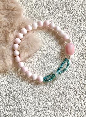 日本MUMIIi Boom粉色女王贝壳手镯可爱甜美串珠手镯女性古风轻奢