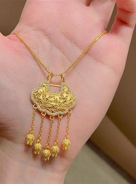 日本MUMI古法点钻花锁项炼女花丝风铃同心流苏高级感锁骨炼新款金