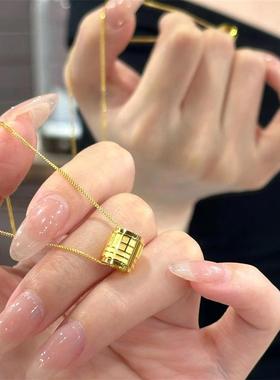 日本MUMI古法传福系列福字路路通项炼女福牌吊坠高级感首饰金锁骨