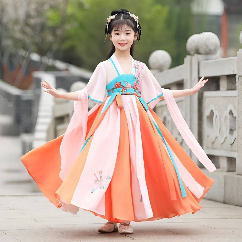 儿童汉服夏装女童中国风小女孩飘逸唐装襦裙古风超仙女连衣裙12岁