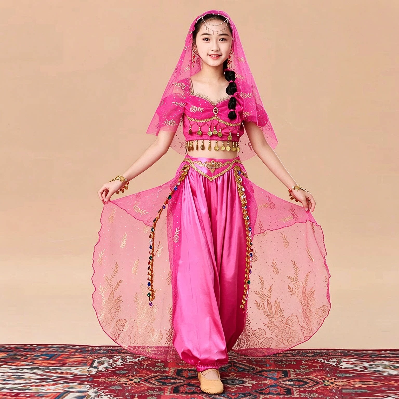 万圣节新款套装印度舞女异域风情演出服阿拉丁茉莉公主儿童表演