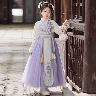 汉服女童秋冬季儿童古装2025新款中国风唐装女孩加厚冬装古风裙子