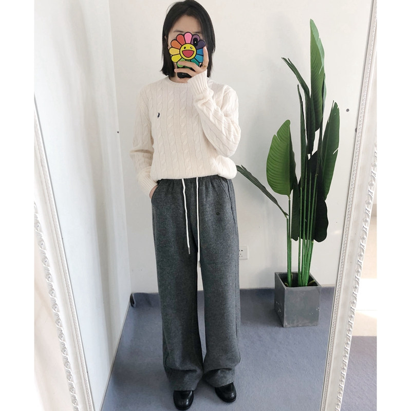 买手店cayla 抽绳双面绒 秋冬弯刀裤加绒休闲裤直筒裤卫裤阔腿裤