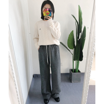 买手店cayla 抽绳双面绒 秋冬弯刀裤加绒休闲裤直筒裤卫裤阔腿裤