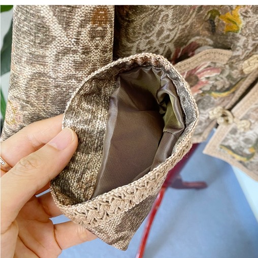 爆款哦带标买手店 中国风薄款印花宽松手工扣蚕丝亚麻外套西装