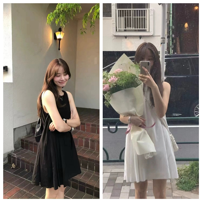 少量原标 发顺丰 买手店韩国ounce 气质显瘦压褶无袖连衣裙背心裙