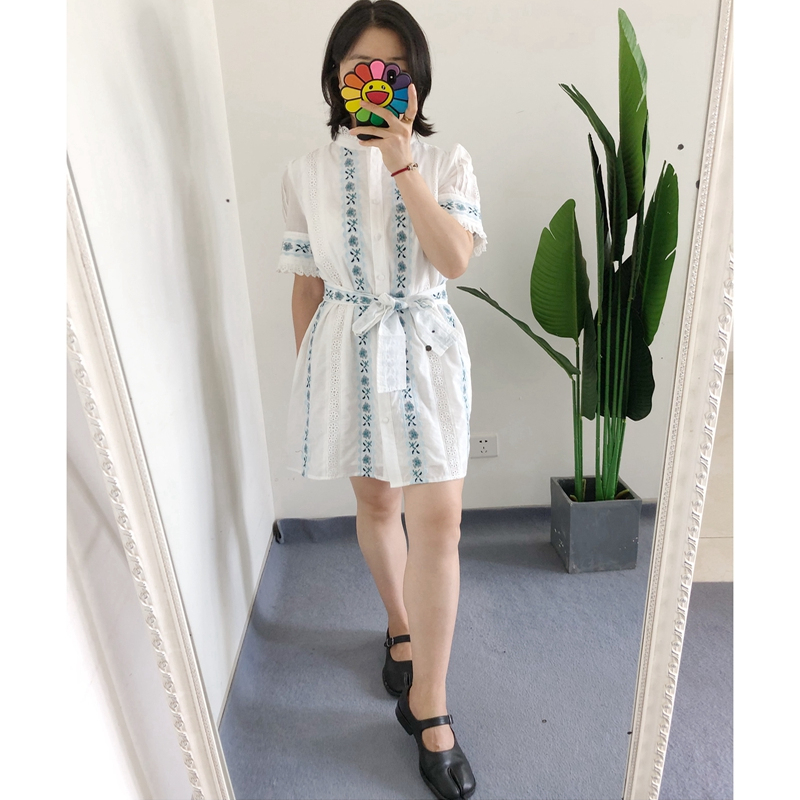 买手店sez@ne&andion 合作款纯棉碎花刺绣小立领连衣裙短裙